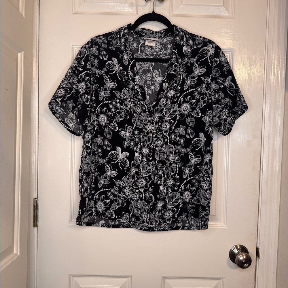 BonWorth Black and White Floral Men's Shirt